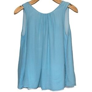 Madison Marcus Women’s Size M Blue Ombre Silk Chiffon Flowy Ruffle Back Tank Top